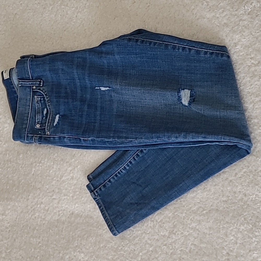 Gap 1969 True Skinny Blue Jeans Classic Distress Women 29 Short 5 Pocket Stretch